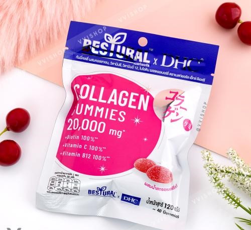 4c0354e7-f7ba-4253-8453-e7ca4f80e94c-500x500-UsevUFYOUsSvQIWKNskt4qpwKb1STjW18ryxpoJF بيستورال حلوى جيلاتينية بنكهة الفراولة Bestural x DHC Collagen Gummies 40 Gummies - Image 1
